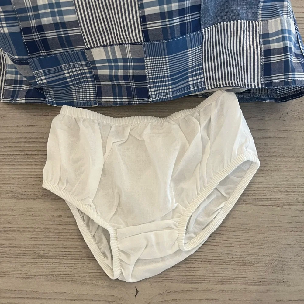 Blue madras print, sleeveless toddler girls dress from Gymboree - Picture 9 of 12